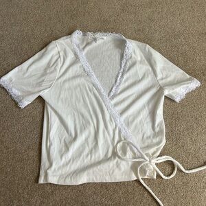 White lace tie shirt